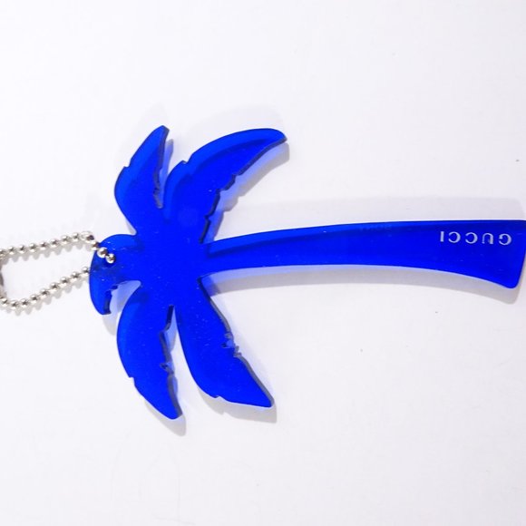 Gucci Blue Lucite Palm Tree Keychain in bag - Picture 12 of 15